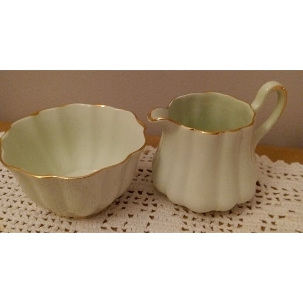 Vintage Royal Stuart Spencer Stevenson Sugar Bowl And Creamer Pale Green